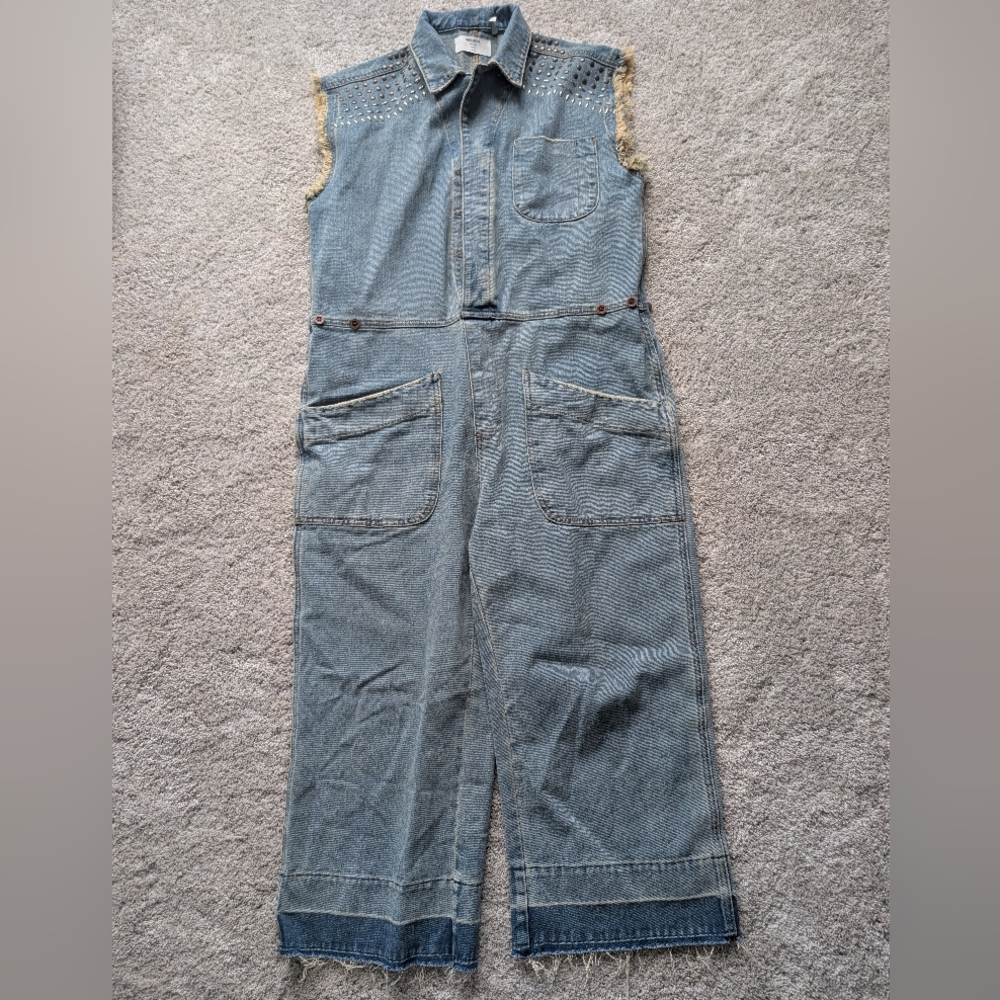 One Teaspoon Safari Jumpsuit Western Studded Wide Leg Cropped Medium